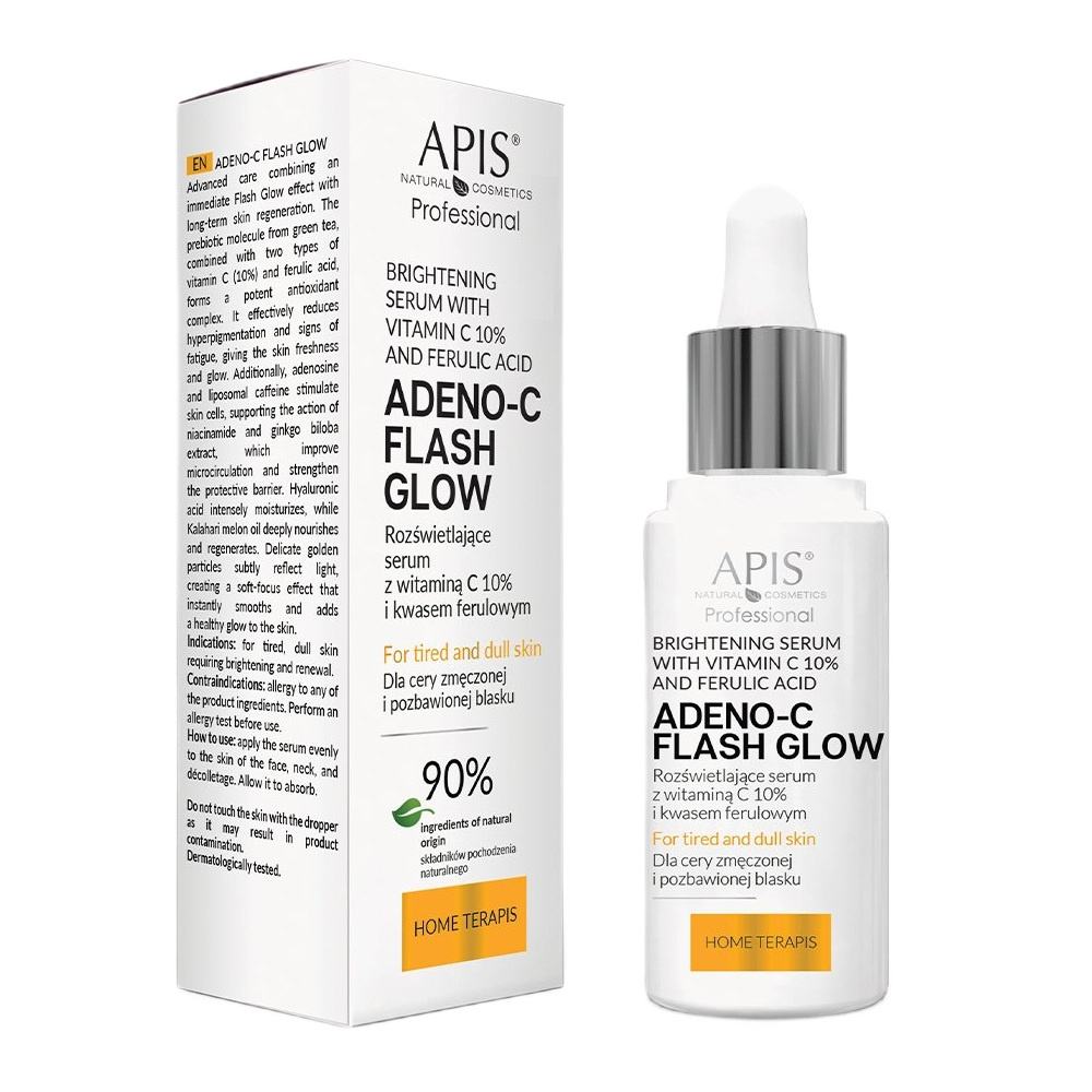 Adeno-C Flash Glow Rozświetlające Serum Do Twarzy Z Witaminą C I Kwasem Ferulowym
